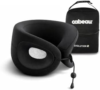 Cabeau Evolution X Deluxe - Best Travel Neck Pillow with Travel Bag (Diamond Black/White)