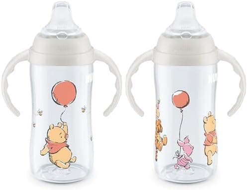 NUK Learner Cup, 10 Oz, Pack of 2, Pooh Bear – Soft Spout, Easy-Grip Handles, BPA Free, Spill Proof…