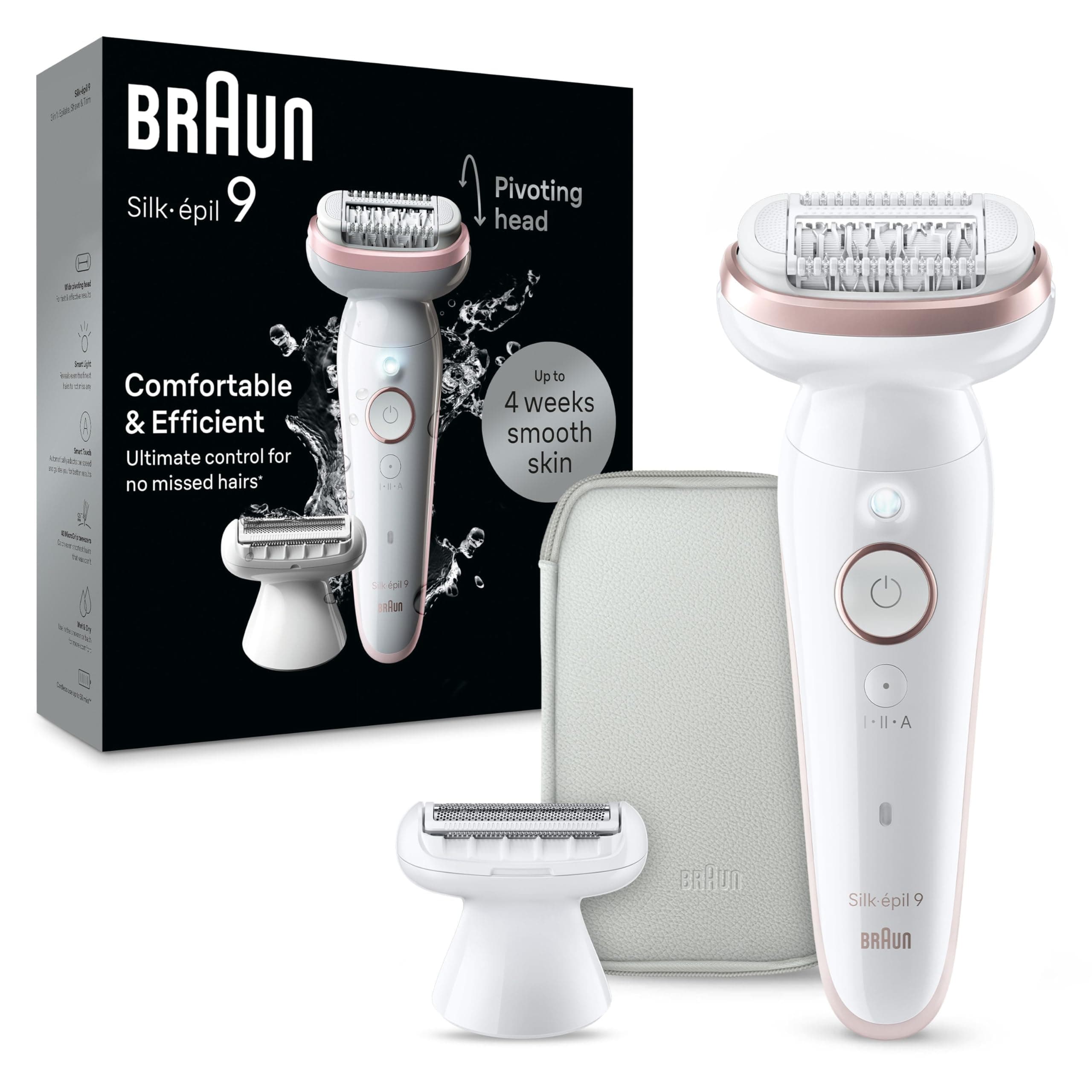 Braun Epilator Silk-épil 9, Hair Removal Device, Women Shaver & Trimmer, Pivoting Head, Wet and Dry Epilator…