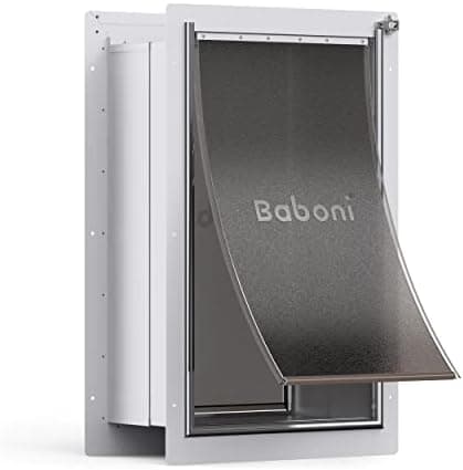 Baboni Pet Door for Wall, Steel Frame and Telescoping Tunnel, Aluminum Lock, Double Flap Dog Door and Cat Door, Strong and…