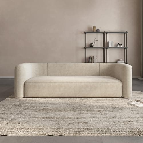 Acanva Luxury Modern Tight Curved Back Velvet Sofa, Minimalist Style Comfy Couch for Living Room Apartment, 3…