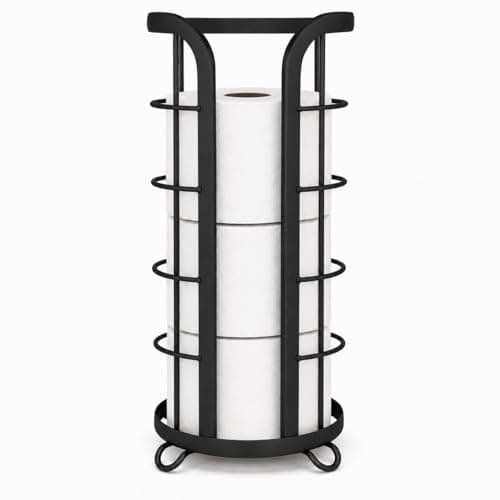 BROOKSTONE Toilet Paper Holder Stand Reserve - Free Standing Toilet Paper Stand with Storage that Holds Mega…