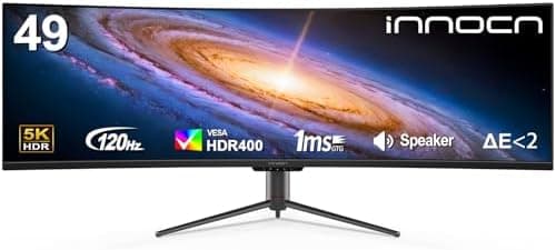 INNOCN 49" Curved Monitor Ultrawide Gaming 5K2K 120Hz 32:9 QHD 5120 x 1440P Computer Monitor, R1800, 99%…