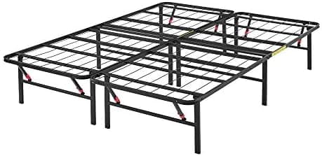 Amazon Basics Bed Frame with Ample Underbed Storage, Foldable Metal Platform, Sturdy Steel, No Box Spring Needed, 14 inches High…