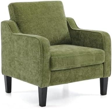 VINGLI Accent Chair for Living Room Chairs Olive Green Reading Chair for Bedroom Scooped Arm Chair Mid…