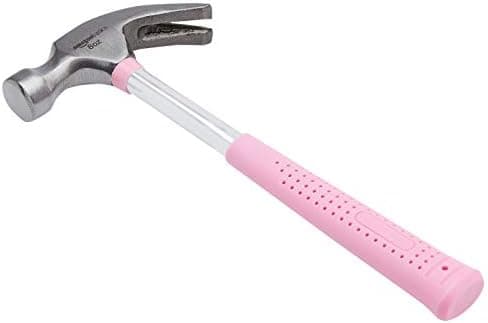 Amazon Basics 8 oz Claw Hammer with Shock Reduction, No-Slip Rubber Grip, Pink