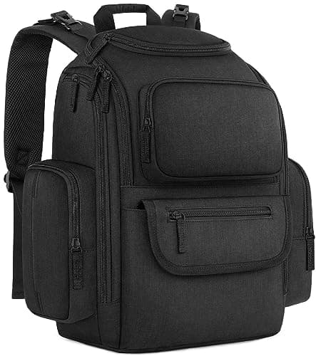 Mancro Diaper Bag Backpack, Multifunctional Dad Diaper Bag with 2 Side Insulated Pockets, Travel Water…
