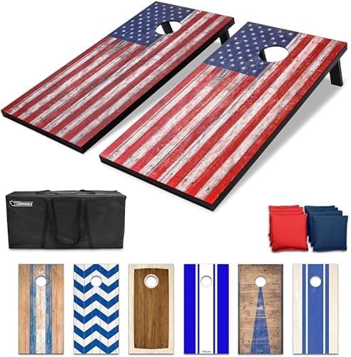 GoSports Portable Cornhole Sets, 8 Styles – Choose 4 x 2 ft or 3 x 2 ft - Boards Include 8 Bean Bags, Travel…