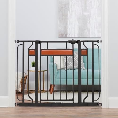Regalo Safety 37" Extra Tall Baby Gate for Doorways & Bottom of Stairs, Wood Accent Pressure Mounted Gate…