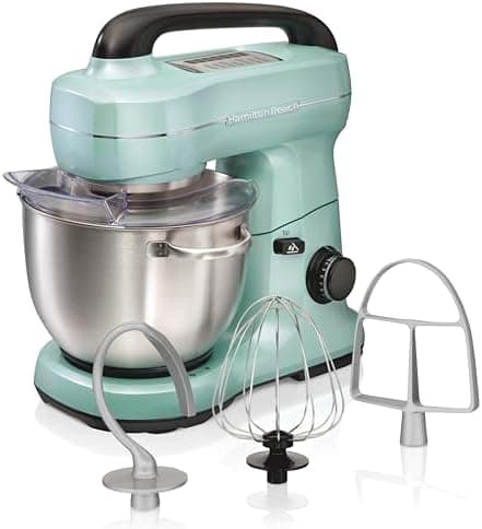 Hamilton Beach Electric Stand Mixer, 4 Quarts, Dough Hook, Flat Beater Attachments, Splash Guard, 7 Speeds…