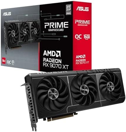 ASUS Prime Radeon™ RX 9070 XT OC Edition Graphics Card, AMD (PCIe 5.0, HDMI/DP 2.1, 2.5-Slot Design, Axial-tech Fans, Ball…