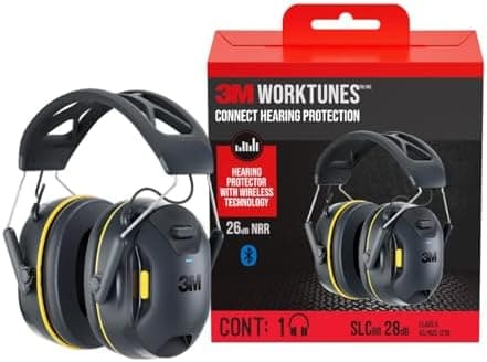3M WorkTunes Connect Wireless Hearing Protector with Bluetooth Technology, Bluetooth Hearing Protection with a 26 dB Noise…