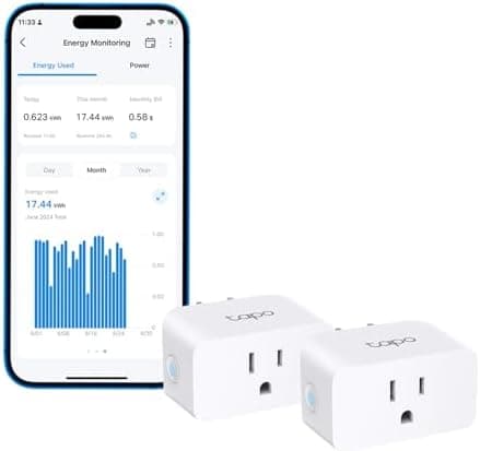 TP-Link 𝗧𝗮𝗽𝗼 Smart Plug Wi-Fi Mini, Energy Monitoring, Compatible with Alexa & Google Home & Samsung…