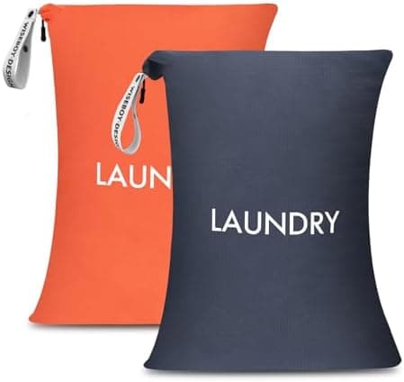 WiseBoy 2 Pack Travel Laundry Bags for Dirty Clothes, Water-Resistant Nylon Wet Dry Bag with Zipper…