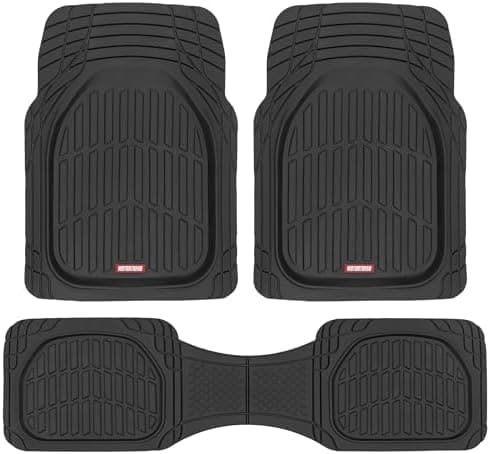 Motor Trend FlexTough Floor Mats for Cars, Black Deep Dish All-Weather Car Mats, Waterproof Trim-to Fit…