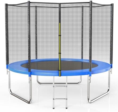 AOTOB 8FT 10FT 12FT 14 FT 15FT Trampoline with Safety Enclosure Net,Outdoor Trampoline with Basketball Hoop…