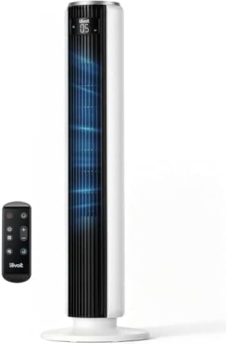 LEVOIT Tower Fan for Bedroom, 90° Oscillating Standing Fan with 28dB Quiet for Sleep, 25ft/s Velocity, 12H…