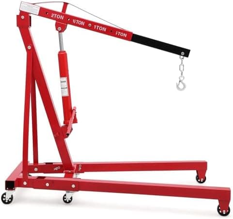 2 Ton Folding Hydraulic Engine Hoist, Folding Engine Shop Crane Hoist Lift, Heavy Cherry Picker with 6 Wheels…