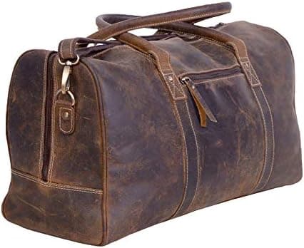 KomalC Leather Travel Duffle Bags for Men and Women cabin friendly Weekend Bag Sports Gym airplane carry on…