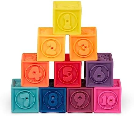 B. toys – Baby Blocks – Stacking & Building Toys for Babies – 10 Soft & Educational Blocks – Numbers, Shapes…