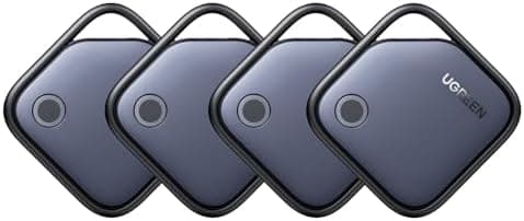 UGREEN FineTrack Air Tracker Tags (iOS Only) 4 Pack, 2-Year Replaceable Battery Bluetooth Tracker Compatible with Apple Find My…
