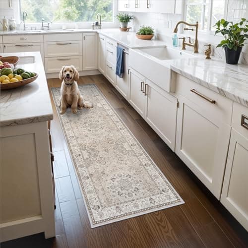 2x6 Hallway Washable Runner Rug : Vintage Soft Kitchen Laundry Runner with Non Slip Backing Farmhouse…