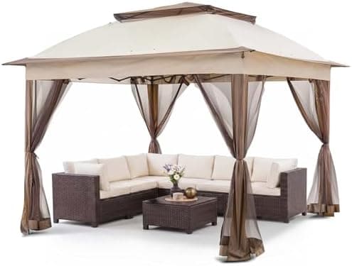COOS BAY 11x11 Pop Up Gazebo with Mesh Netting, Instant Outdoor Canopy Tent, Water Resistant Shelter with UPF…