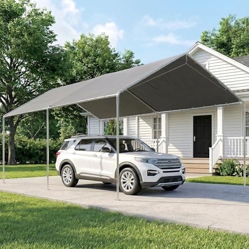 Outsunny 10'x20' Carport Outdoor Heavy Duty Party Tent Galvanized Car Canopy with Included Anchor Kit, 3…