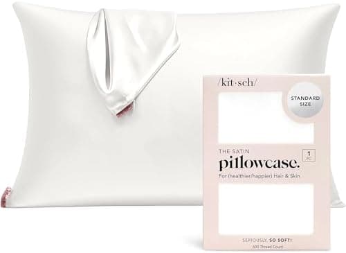 Kitsch Satin Pillowcase with Zipper for Hair & Skin - Softer Than Silk Pillow Cases, Smooth Cooling Satin…