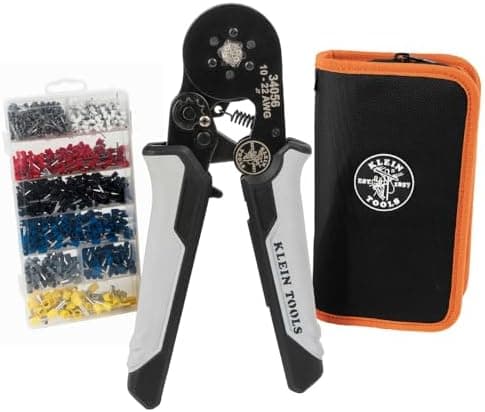 Klein Tools 34061 Ferrule Crimping Tool Set with Ratcheting Hex Crimper Pliers, 1200 Wire Terminals (10-22…