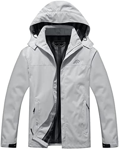 OTU Men's Lightweight Waterproof Hooded Rain Jacket Outdoor Raincoat Shell Jacket for Hiking Travel