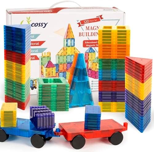 cossy 120Pcs Magnetic Tiles Magnetic 3D Building Blocks Set Educational Construction Toys for 3 4 5 6 7 8…