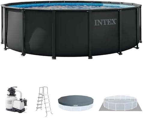 INTEX Ultra XTR 18 ft x 52 in Above Ground Pool Set, Round Swimming Pool with Steel Frame, 2100 GPH Sand…