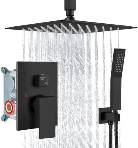 Aolemi Ceiling Mount Shower System Rain Shower Head with Handheld Spray High Pressure Shower Faucet Set…