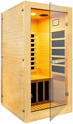 Infrared Sauna 1 Person Far Infrared Saunas for Home Gym Spa Low EMF Indoor Sauna Room Dry Sauna with…