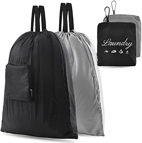 2 Pcs JHX Travel Laundry Bags, Dirty Clothes Organizer【Upgraded】with Handles and Aluminum Carabiner for…