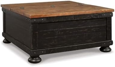 Signature Design by Ashley Valebeck Lift Top Coffee Table, Storage, Split-top Design, Wood, 36" W x 36" D x…