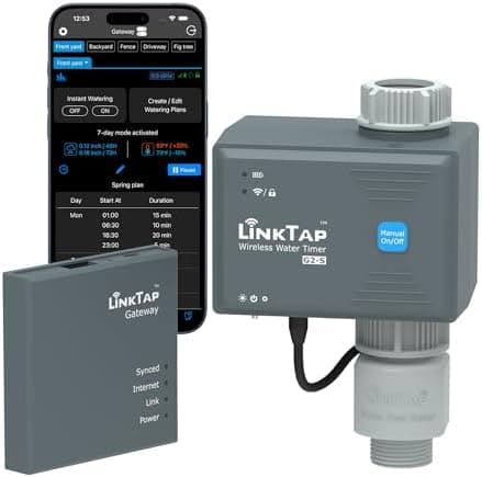 LinkTap G2S Smart Water Timer & Gateway, Greater Range Than WiFi Hose Timer, Real-Time Fault Detection &…