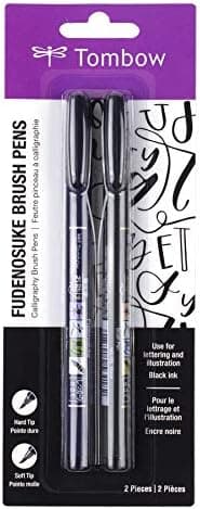 Tombow 62038 Fudenosuke Brush Pen, 2-Pack. Soft and Hard Tip Fudenosuke Brush Pens for Calligraphy and Art…