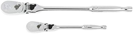 GEARWRENCH 2 Piece Drive 84 Tooth Locking Flex Head Teardrop Ratchet set - 81274A-07