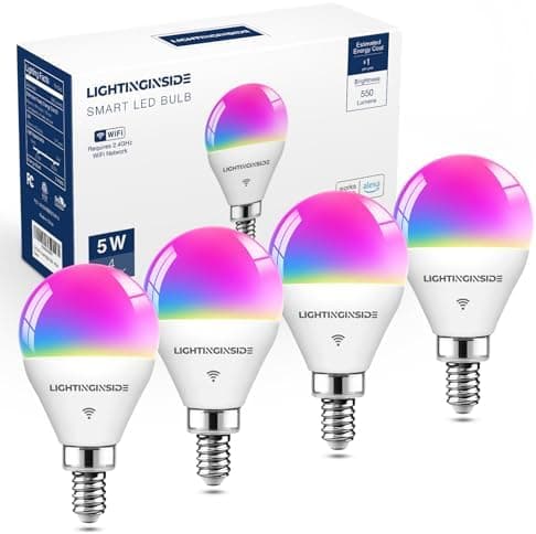 Lightinginside E12 Smart Light Bulbs 50W Equiv., G16.5 RGBCW Smart Bulb Works with Alexa/Google…