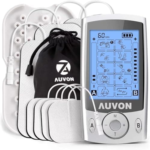 AUVON Dual Channel TENS Unit Muscle Stimulator Machine with 20 Modes, 2" and 2"x4" TENS Unit Electrode Pads…