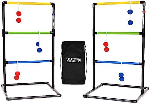 GoSports Ladder Toss Indoor & Outdoor Game Set with 6 Soft Rubber Bolo Balls and Travel Carrying Case…