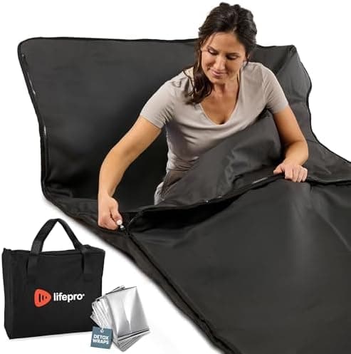 Lifepro RejuvaWrap Infrared Sauna Blanket for Detox & Relaxation – Low EMF Carbon Fiber Heating, 9 Temp…