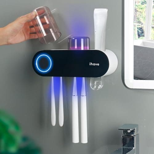 iHave Toothbrush Holders for Bathrooms, UV Toothbrush Sanitizer and Holder Smart Home Bathroom Accessories, 2…