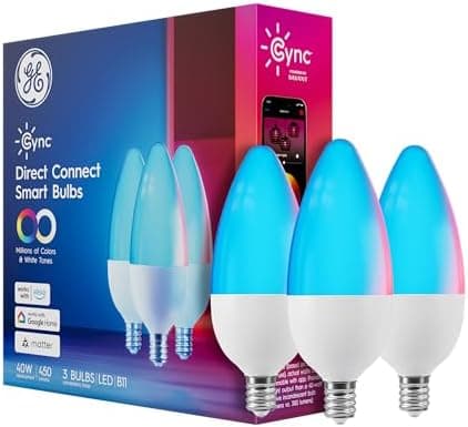 GE Cync Smart LED Light Bulbs, Color Changing Decorative Light Bulbs, Indoor WiFi Lights, Matter Compatible…