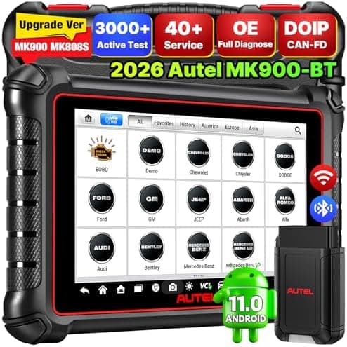Autel Scanner MaxiCOM MK900BT, 2026 MK900-BT V2.0 Bidirectional Diagnostic Tool, 8in Up of MK900 MX900 MK808S…