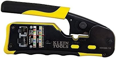 Klein Tools VDV226-110 Ratcheting Modular Data Cable Crimper / Wire Stripper / Wire Cutter for RJ11/RJ12…