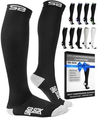 SB SOX Lite Compression Socks for Men & Women (15-20mmHg) – Best Compression Socks for Flying, Medical…