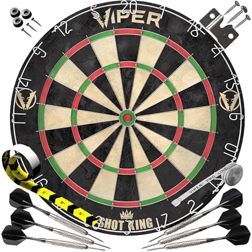 Viper by GLD Products Shot King Regulation Bristle Steel Tip Dartboard Set with Bullseye Metal Radial Spider…